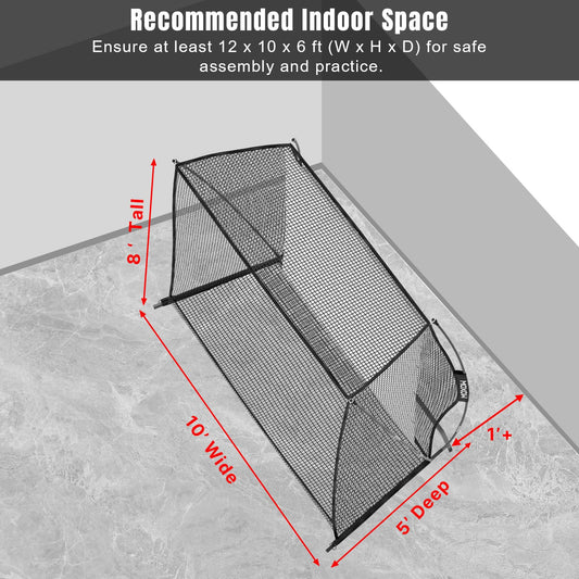 MOXOW Golf Cage 10x8ft with HD Simulator Screen, High-Impact Safety Design, Indoor & Outdoor Practice
