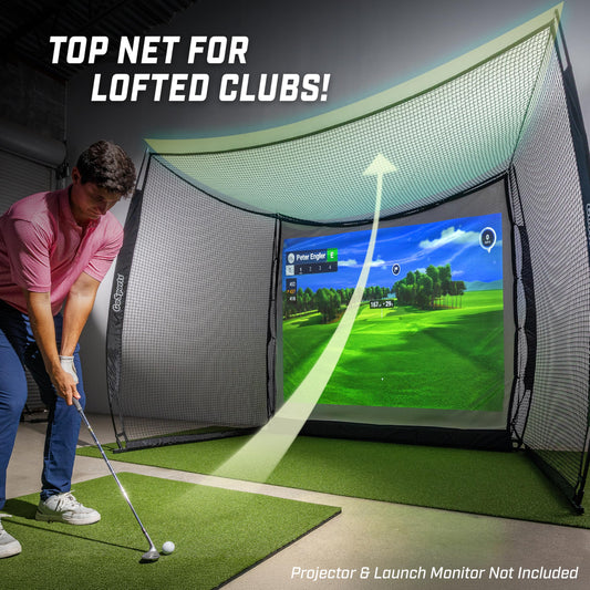 MangoStar Golf Net 11x8ft Simulator with High-Density Impact Screen & Target Cloth, Heavy Duty, Indoor Outdoor