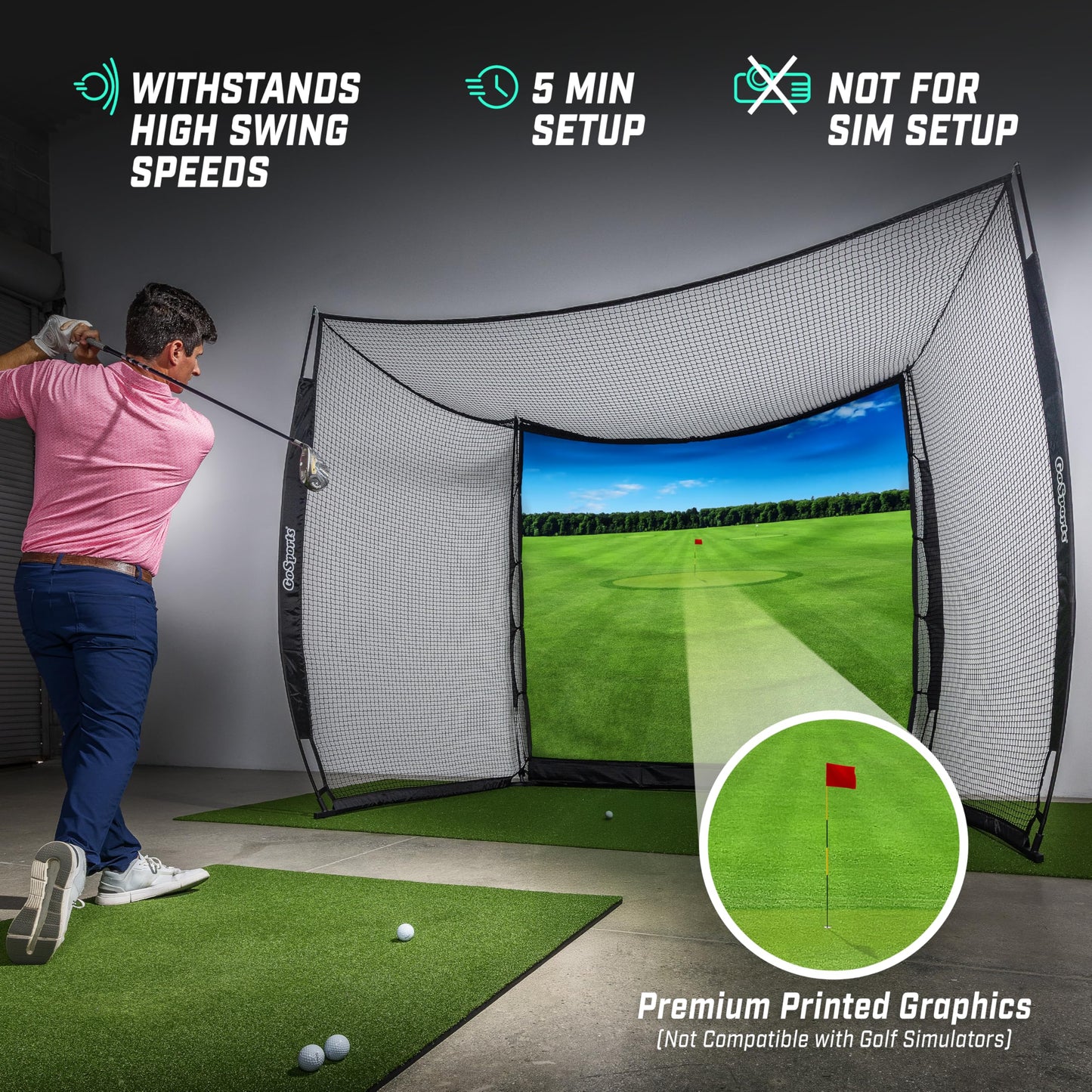 GoSports Range Cage 10x8ft Golf Practice Hitting Net with Impact Screen, Indoor & Outdoor Training