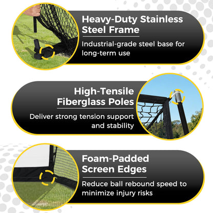 MangoStar Golf Net 11x8ft Simulator with HD Impact Screen & Target Cloth, Heavy Duty Practice Cage for Indoor Outdoor Use