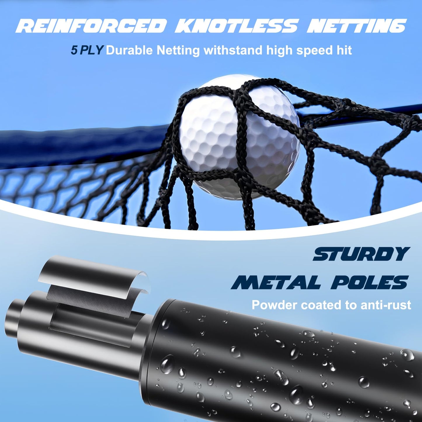 Golf Net Practice 10x7ft Heavy Steel Frame with Side Barriers, Backyard Driving, Chipping, Indoor Outdoor