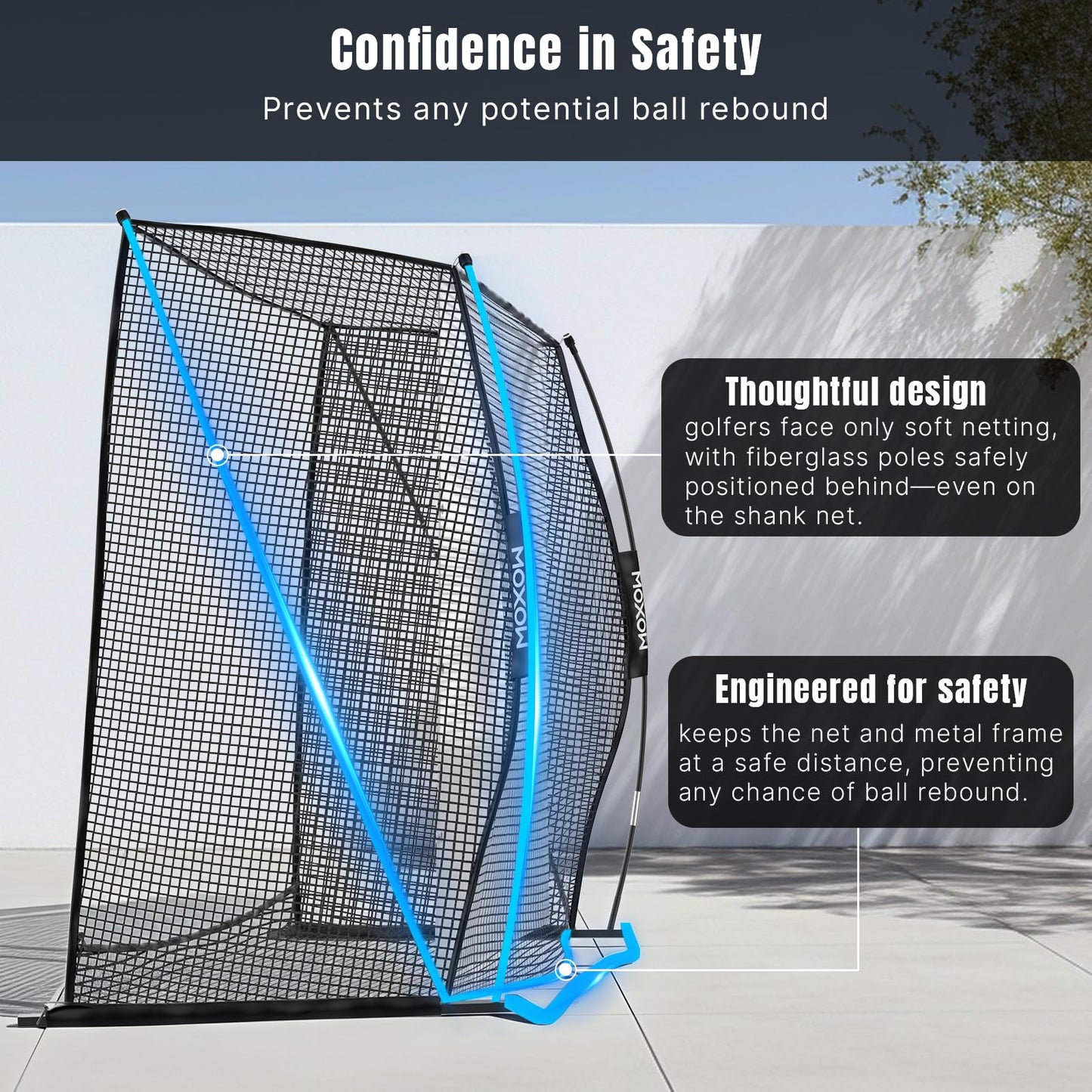 MOXOW Golf Cage 10x8ft with HD Simulator Screen, High-Impact Safety Design, Indoor & Outdoor Practice