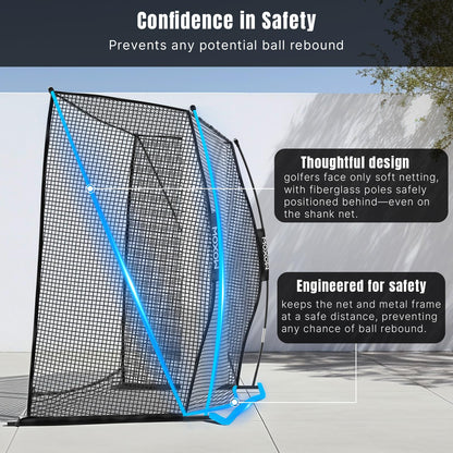 MOXOW Golf Cage 10x8ft with HD Simulator Screen, High-Impact Safety Design, Indoor & Outdoor Practice