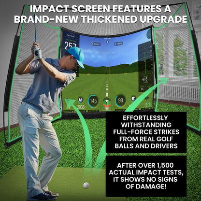 LPALNTYS Golf Simulator Net 11x8ft, Portable Heavy Duty with Impact Screen & Target Cloth, Indoor Outdoor
