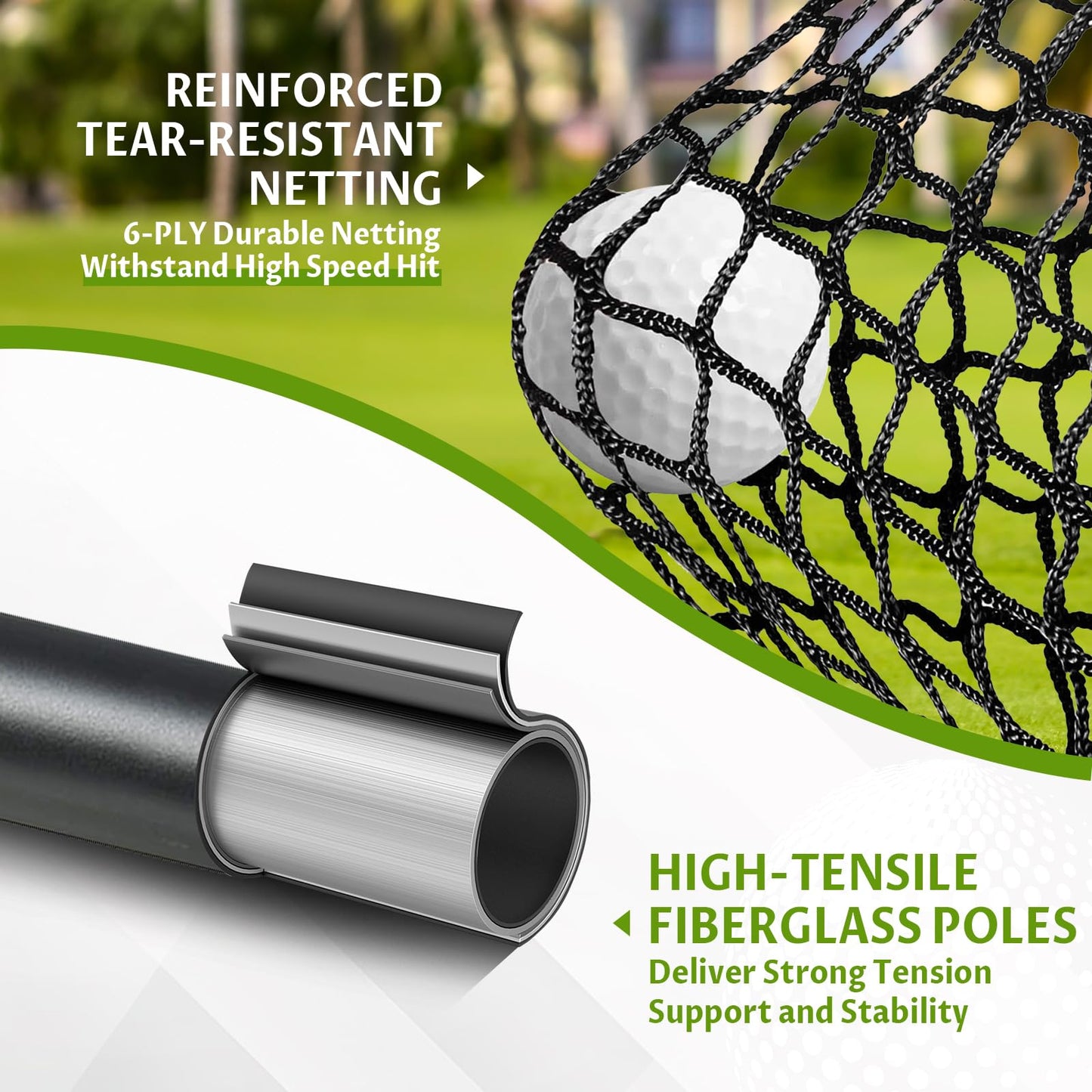 Golf Net 11x8ft Simulator Hitting Net with Impact Screen & Target Cloth, Heavy Duty, Indoor Outdoor