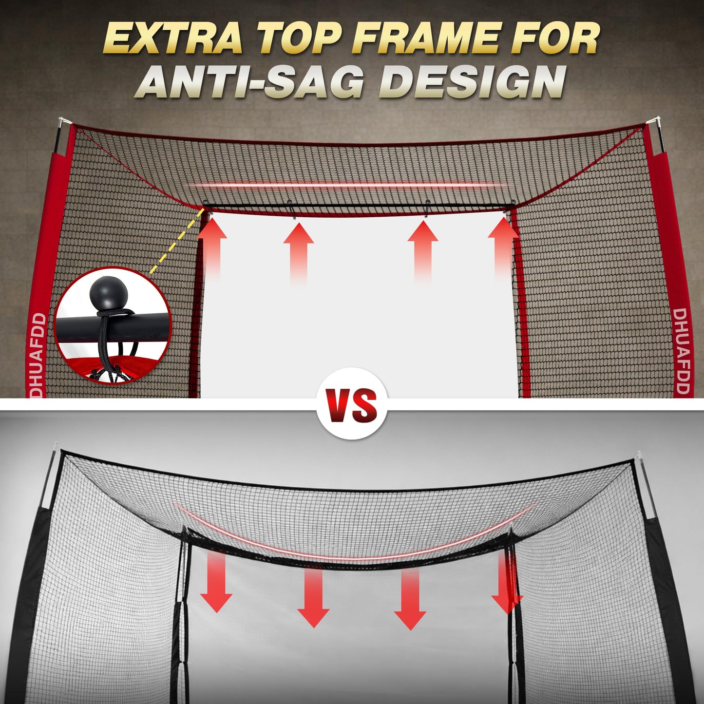 DHUAFDD Golf Hitting Net 10x8ft with HD Simulator Screen & Target Cloth, Indoor Outdoor Training Cage
