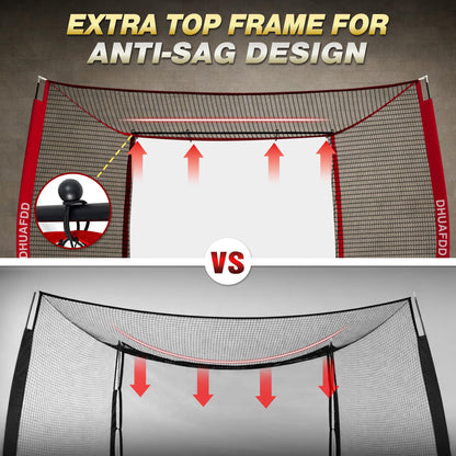 DHUAFDD Golf Hitting Net 10x8ft with HD Simulator Screen & Target Cloth, Indoor Outdoor Training Cage