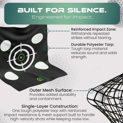 GrdnCare Heavy-Duty Golf Net 10x8x5.5ft with Silent Target, 4-Ply Net, Mat & Tee, Steel Frame, Carry Bag