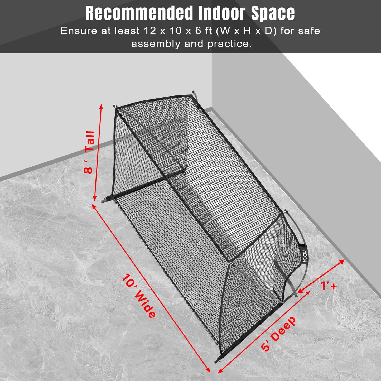 MOXOW Golf Cage 10x8ft with HD Simulator Screen, High-Impact Safety Design, Indoor & Outdoor Practice