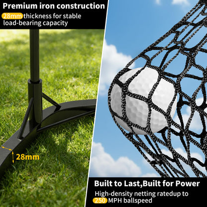 RAYZESTTOP Golf Simulator Cage 11x8ft with Impact Screen and Green Target Cloth, Indoor Outdoor Practice