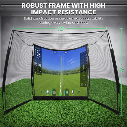 LPALNTYS Golf Simulator Net 11x8ft, Portable Heavy Duty with Impact Screen & Target Cloth, Indoor Outdoor