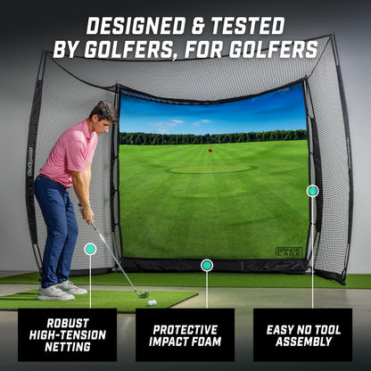 GoSports Range Cage 10x8ft Golf Practice Hitting Net with Impact Screen, Indoor & Outdoor Training