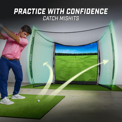 GoSports Range Cage 10x8ft Golf Practice Hitting Net with Impact Screen, Indoor & Outdoor Training
