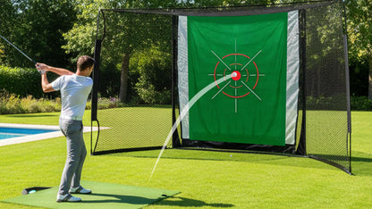 RAYZESTTOP Golf Simulator Cage 11x8ft with Impact Screen and Green Target Cloth, Indoor Outdoor Practice