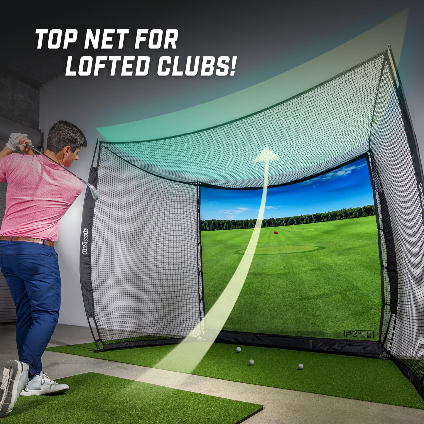 GoSports Range Cage 10x8ft Golf Practice Hitting Net with Impact Screen, Indoor & Outdoor Training
