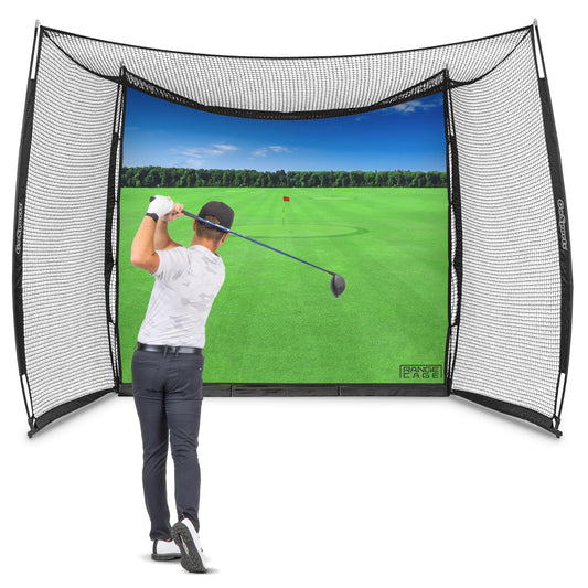 GoSports Range Cage 10x8ft Golf Practice Hitting Net with Impact Screen, Indoor & Outdoor Training
